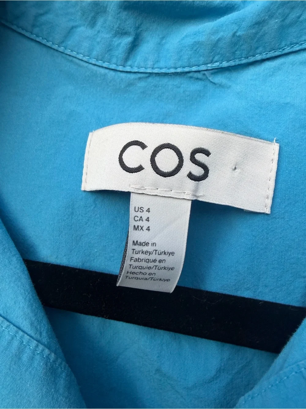 COS Shirt Dress Teacher Puff Sleeve Button Front Pockets cotton